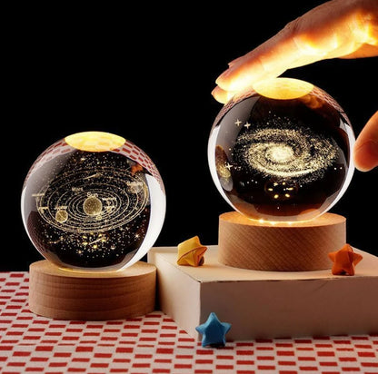 LED Night Light Galaxy Crystal Ball Table Lamp 3D Planet Moon Glowing Planetary Bedside Light Bedroom Home Decor Christmas Gift